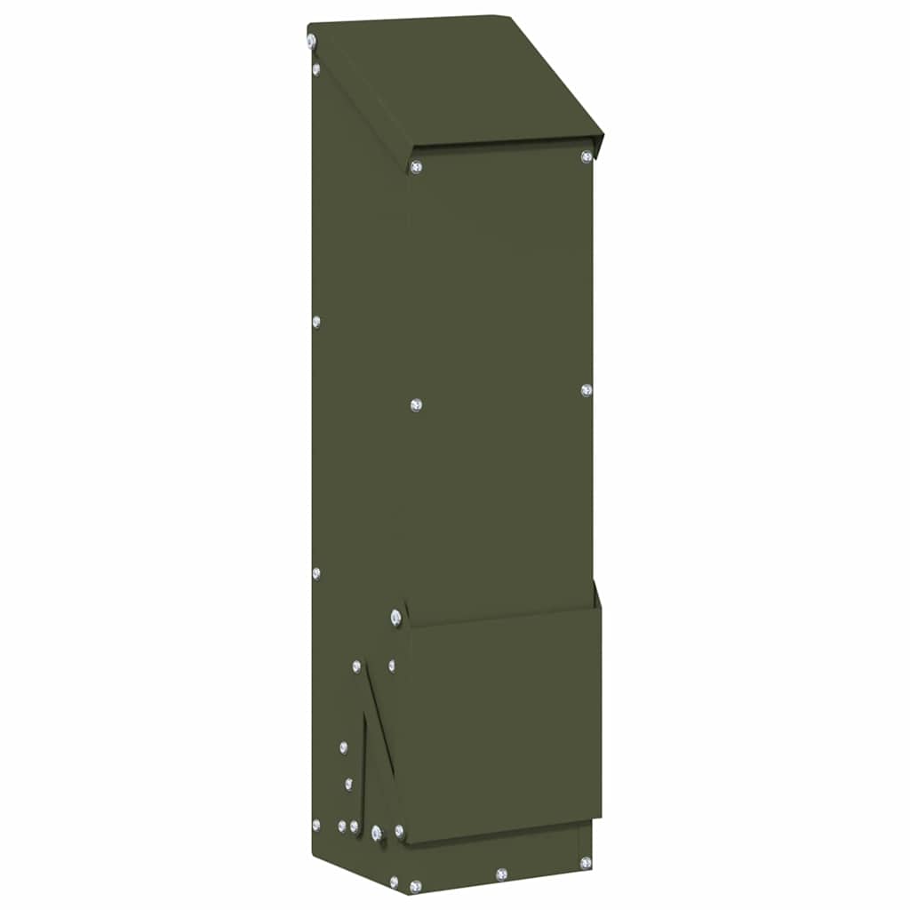 Chicken Feeder Olive Green 13 x 12 x 51 cm Cold-Rolled Steel