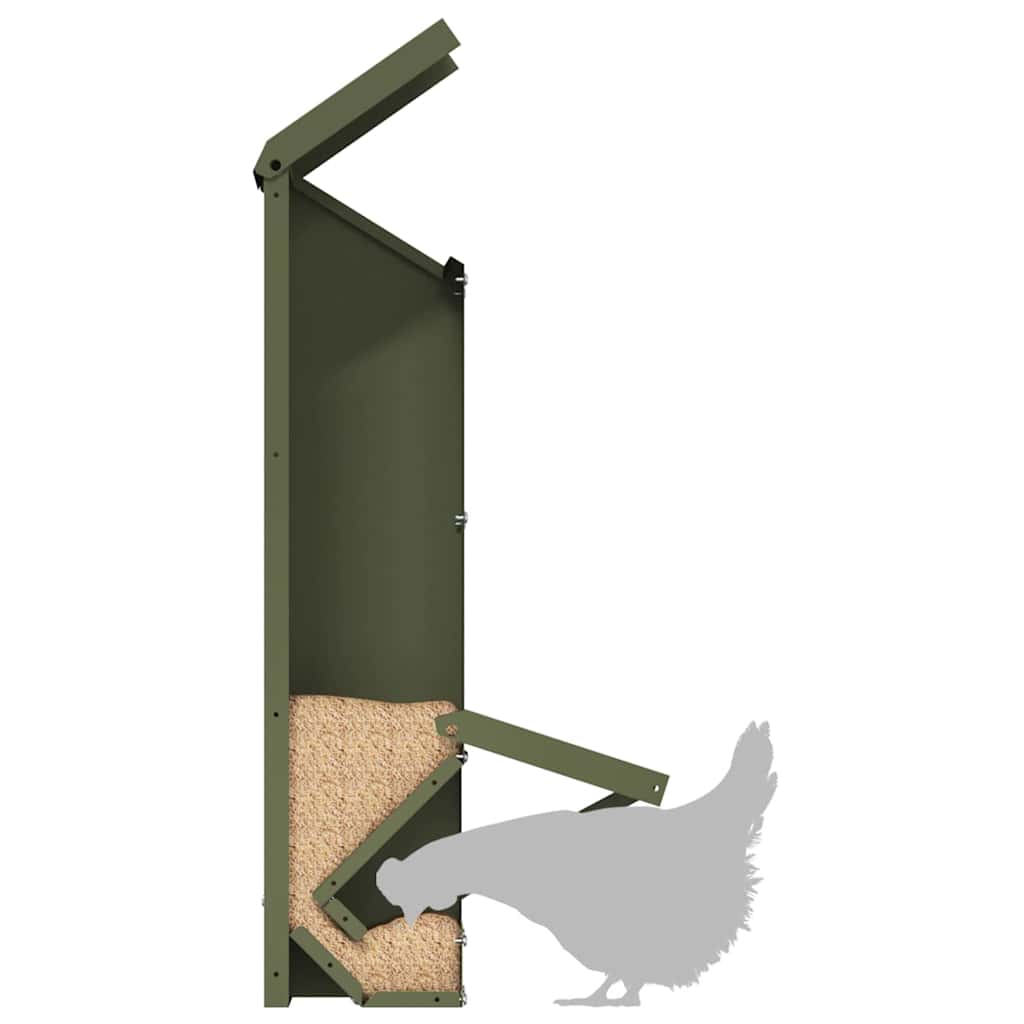 Chicken Feeder Olive Green 13 x 12 x 51 cm Cold-Rolled Steel