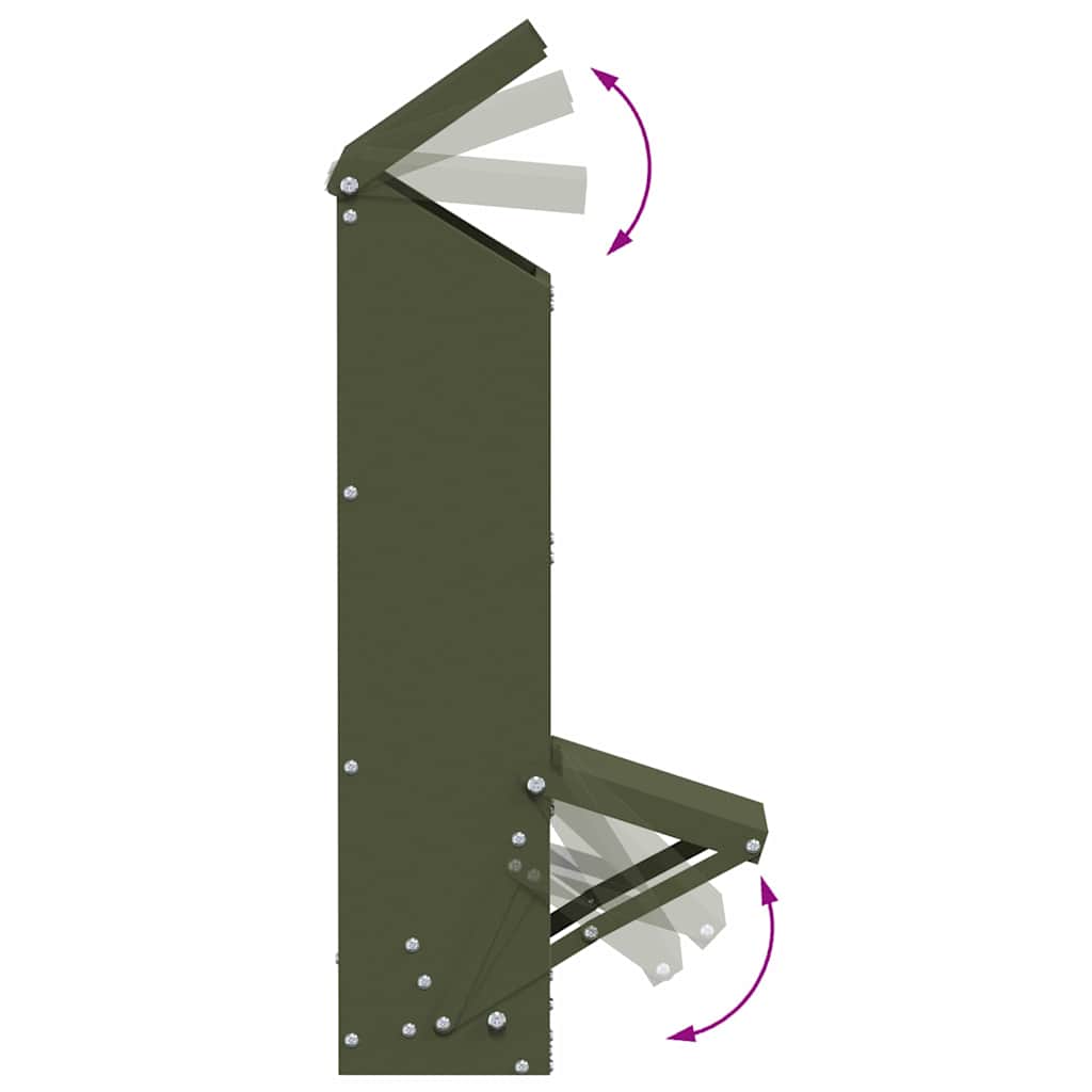 Chicken Feeder Olive Green 13 x 12 x 51 cm Cold-Rolled Steel