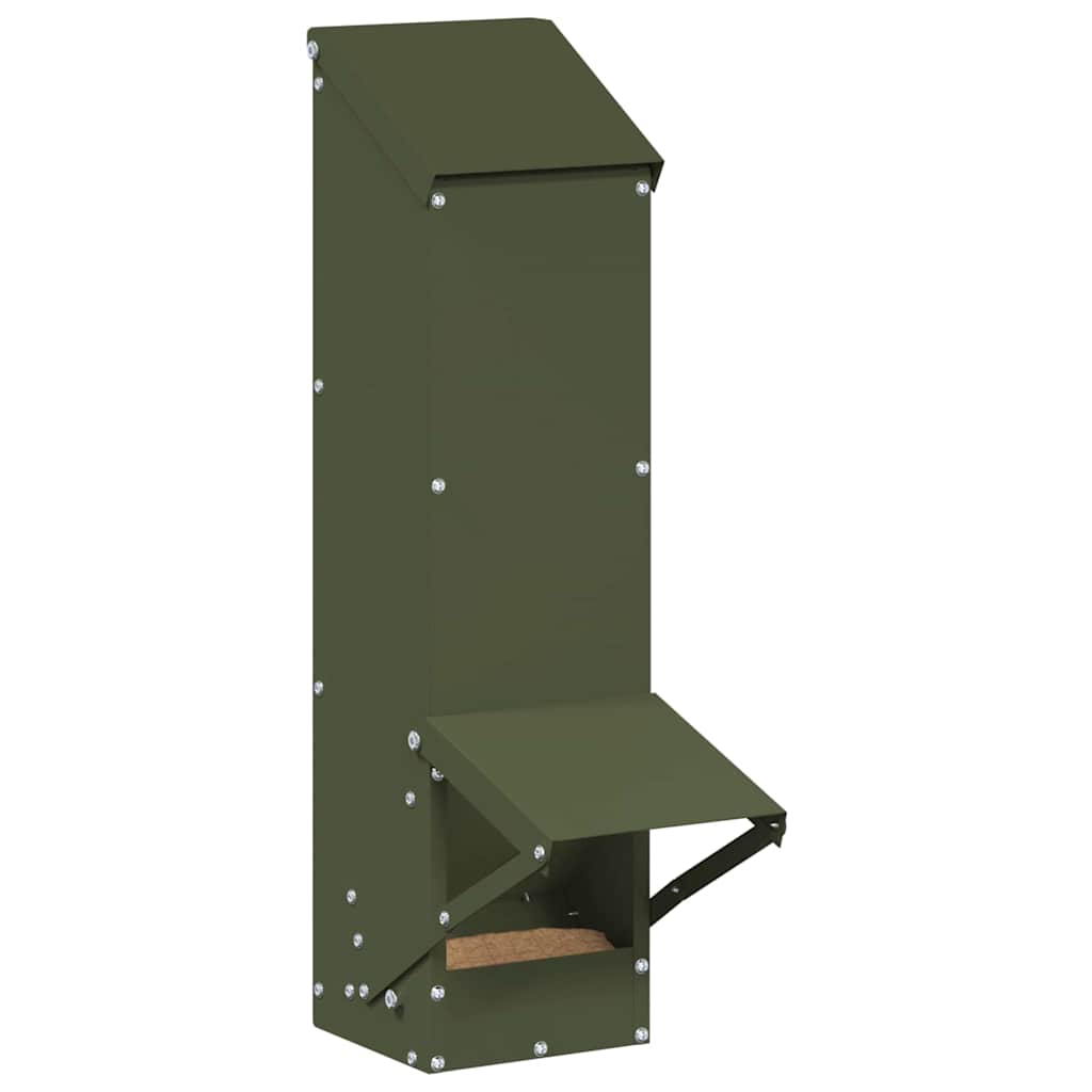 Chicken Feeder Olive Green 13 x 12 x 51 cm Cold-Rolled Steel