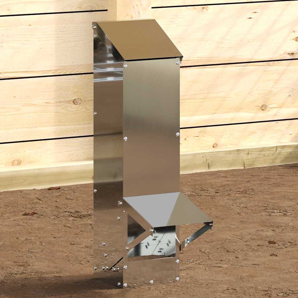 Chicken Feeder Silver 13 x 12 x 51 cm Galvanised Steel
