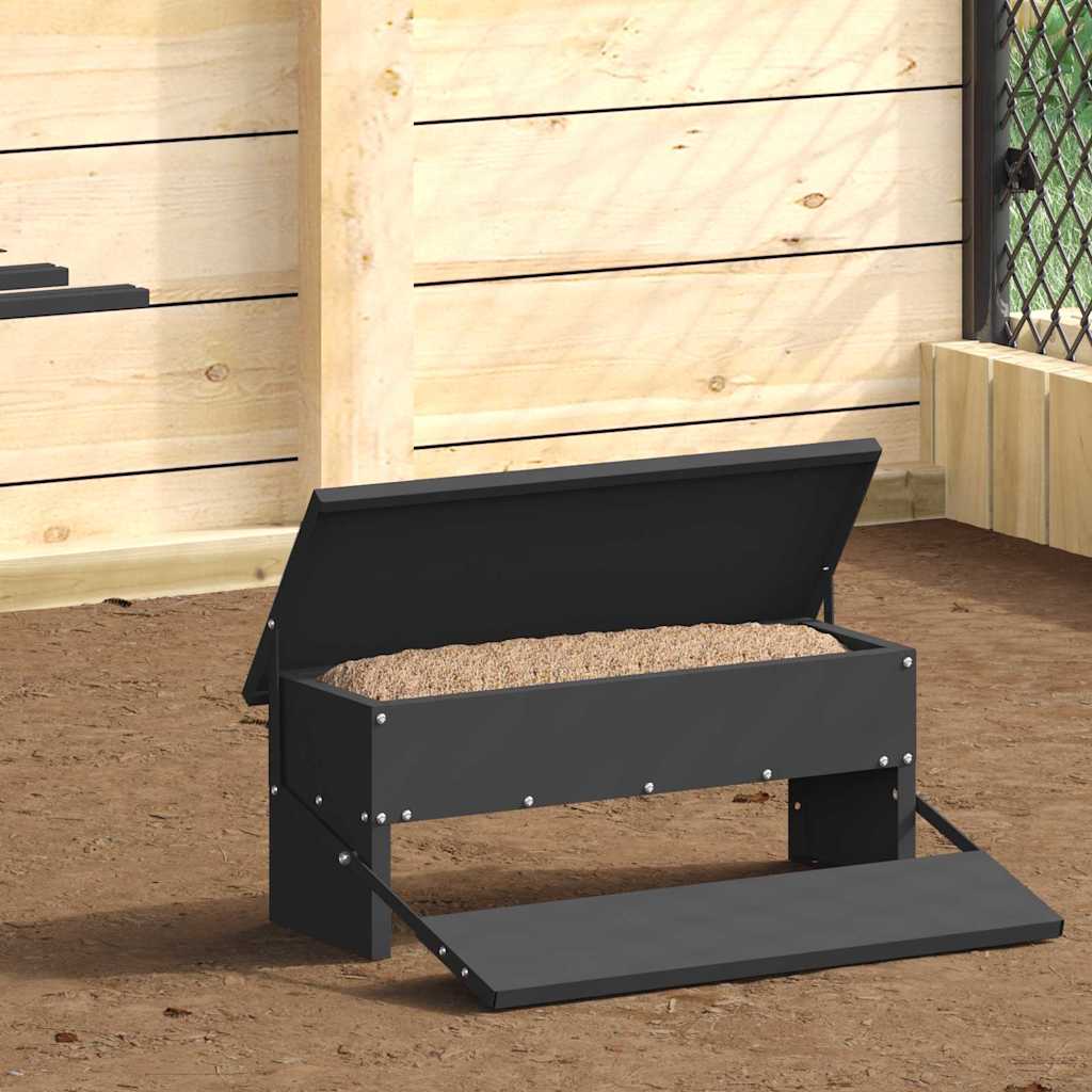 Chicken Treadle Feeder Black 48.5 x 39.5 x 19 cm