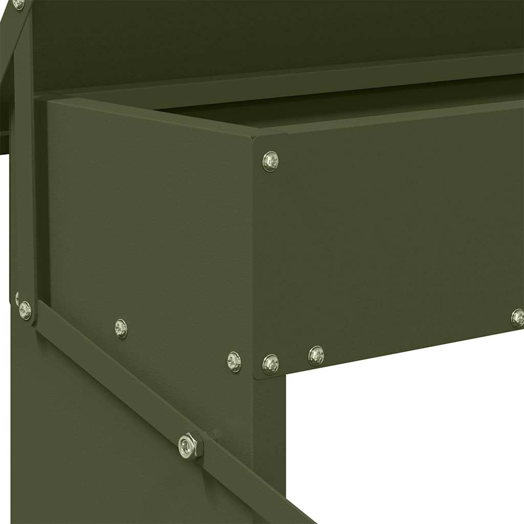 Chicken Treadle Feeder Olive Green 48.5 x 39.5 x 19 cm