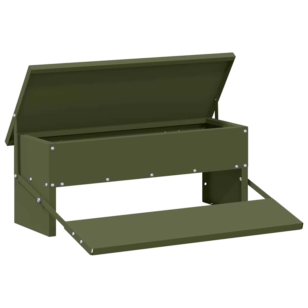 Chicken Treadle Feeder Olive Green 48.5 x 39.5 x 19 cm