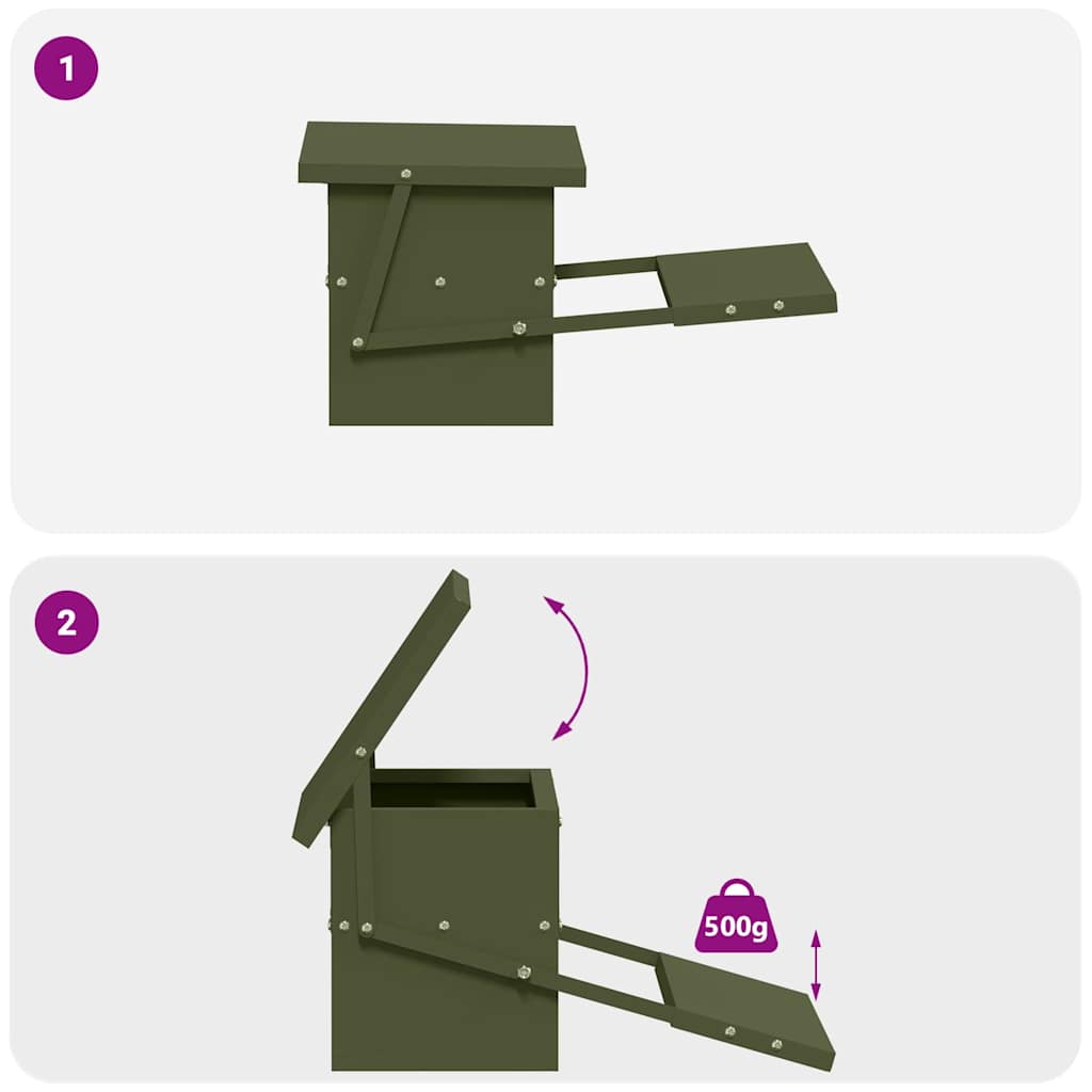 Chicken Treadle Feeder Olive Green 48.5 x 39.5 x 19 cm