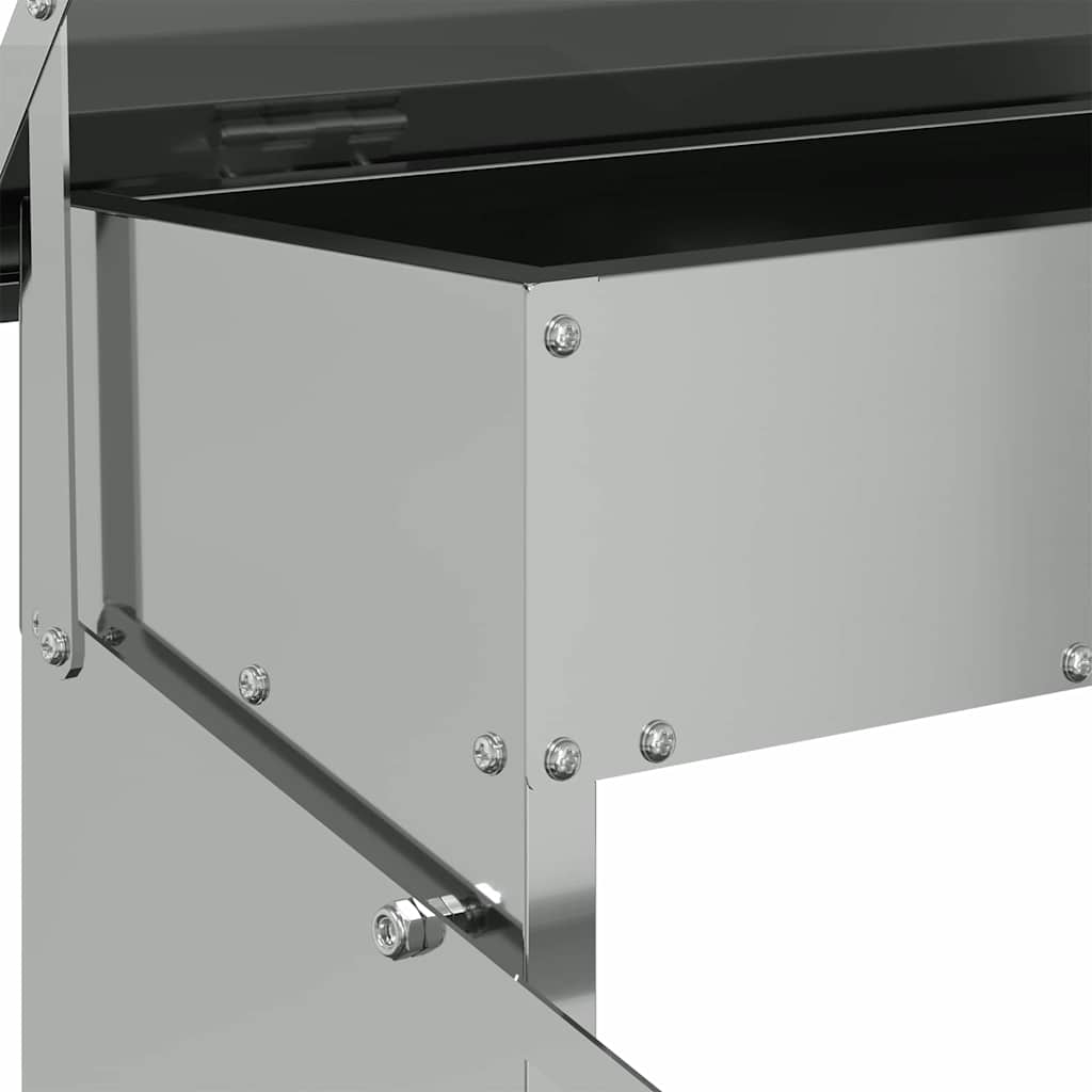 Chicken Treadle Feeder Silver 48.5 x 39.5 x 19 cm