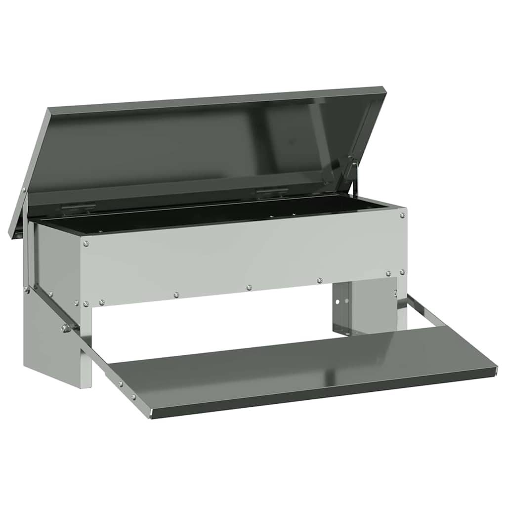 Chicken Treadle Feeder Silver 48.5 x 39.5 x 19 cm