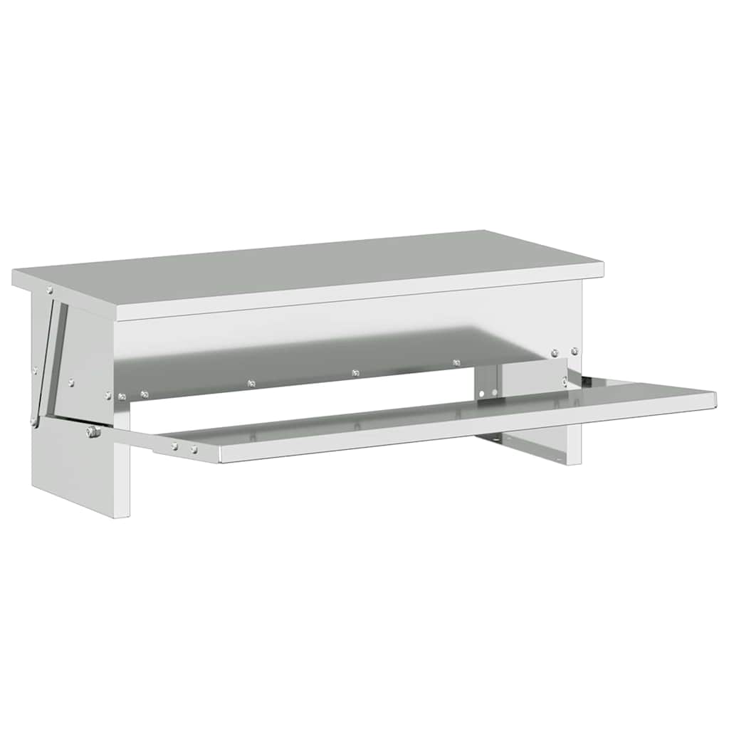 Chicken Treadle Feeder Silver 48.5 x 39.5 x 19 cm