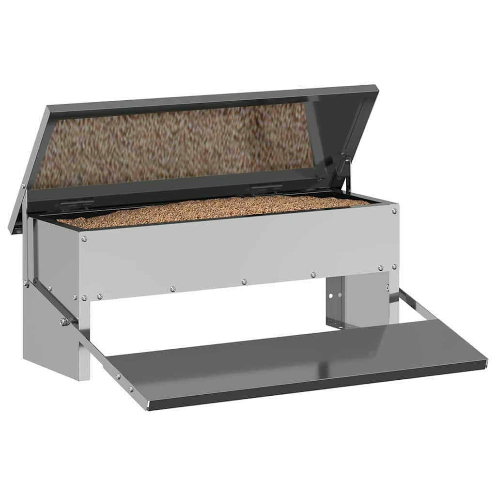 Chicken Treadle Feeder Silver 48.5 x 39.5 x 19 cm