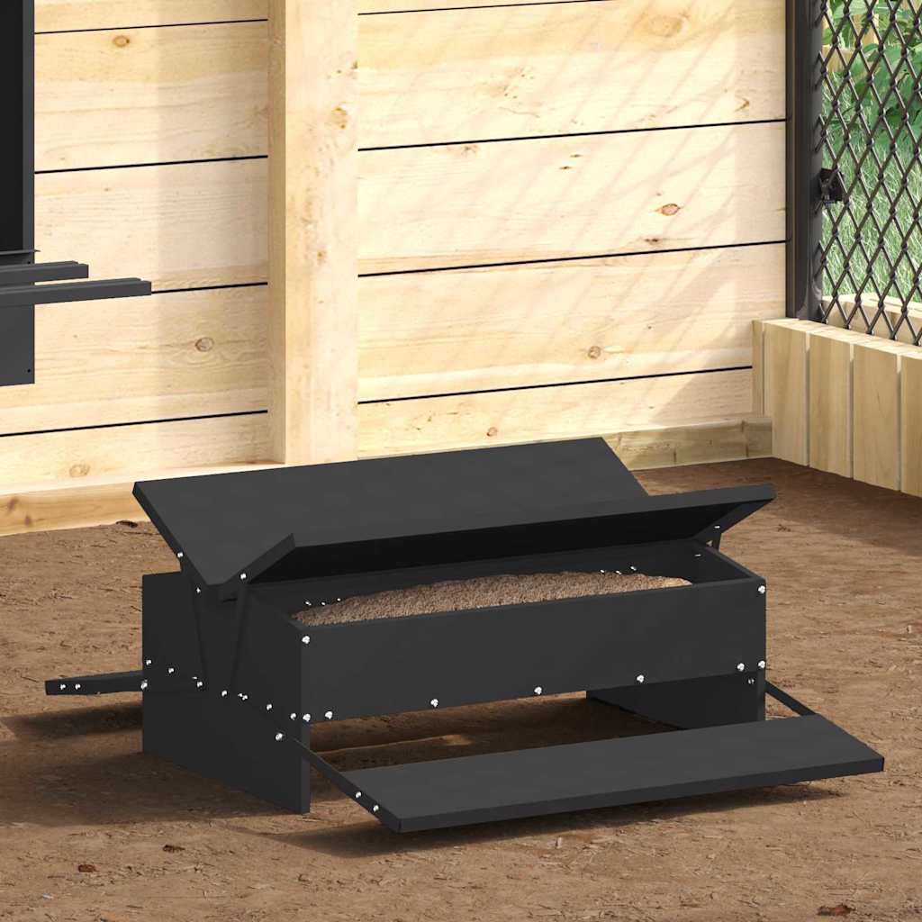 Chicken Treadle Feeder Black 75 x 53 x 20.5 cm