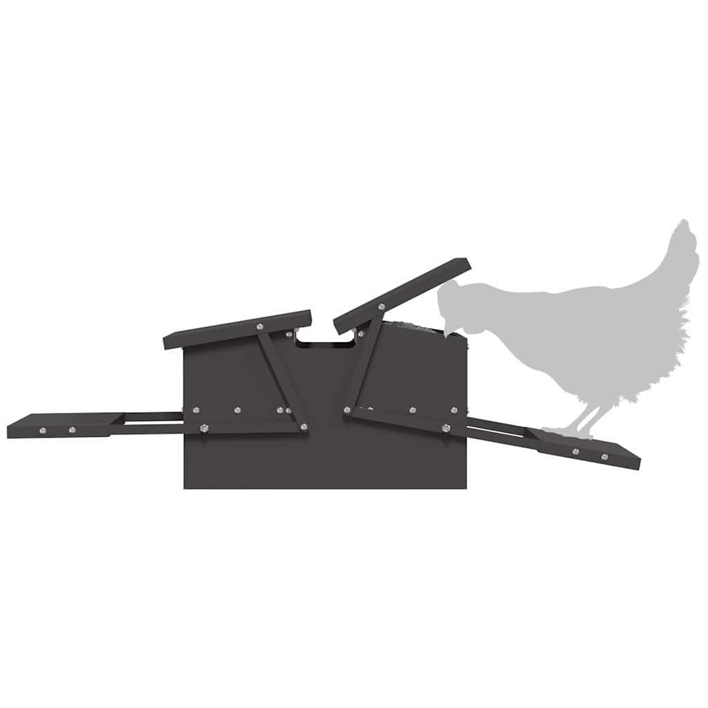 Chicken Treadle Feeder Black 75 x 53 x 20.5 cm