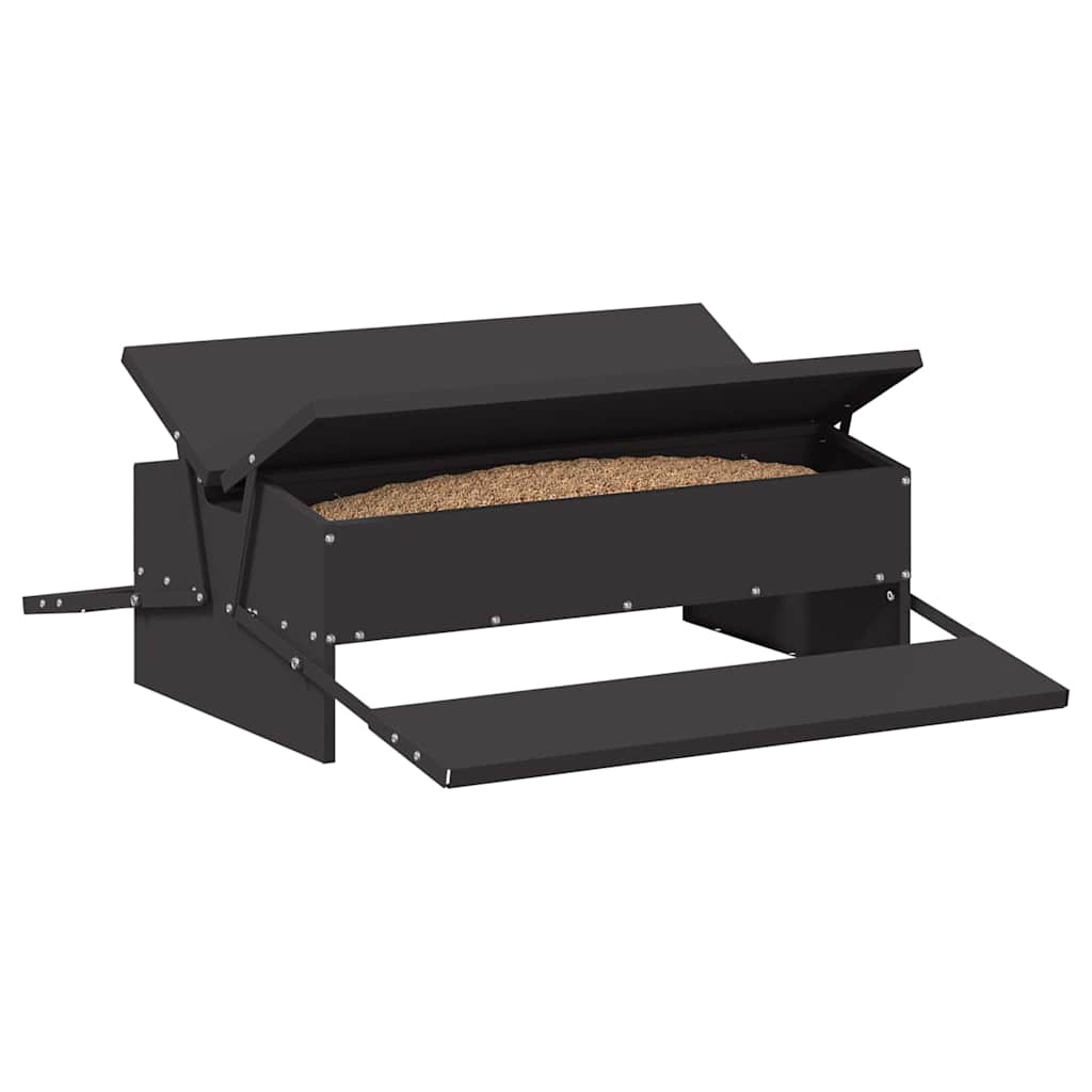 Chicken Treadle Feeder Black 75 x 53 x 20.5 cm