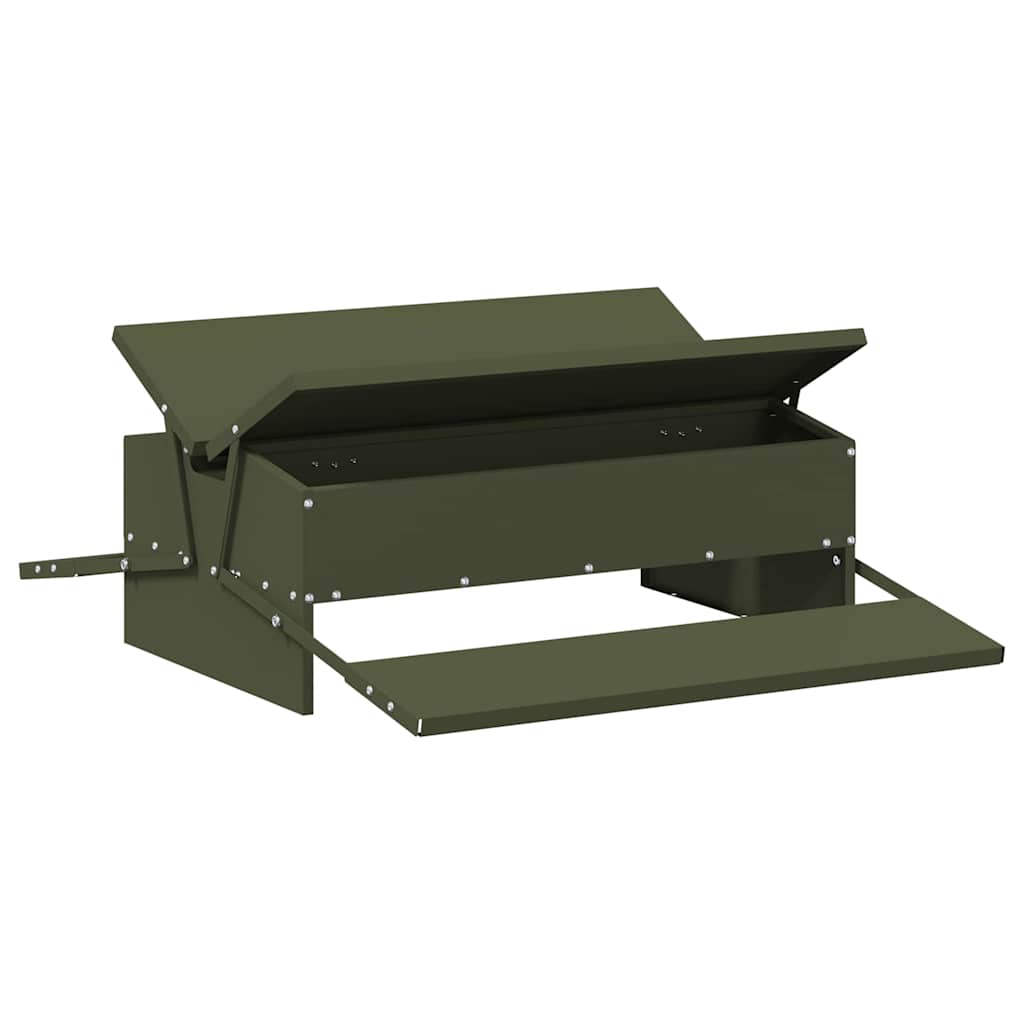 Chicken Treadle Feeder Olive Green 75 x 53 x 20.5 cm