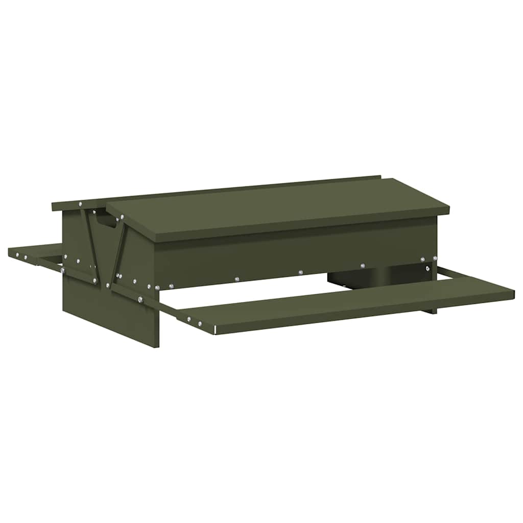 Chicken Treadle Feeder Olive Green 75 x 53 x 20.5 cm