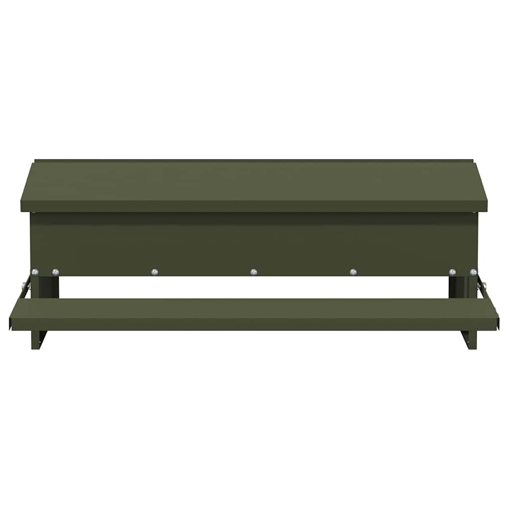 Chicken Treadle Feeder Olive Green 75 x 53 x 20.5 cm