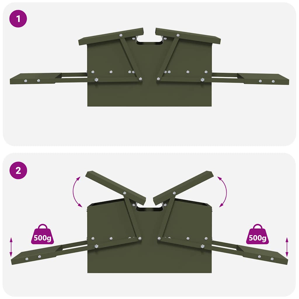 Chicken Treadle Feeder Olive Green 75 x 53 x 20.5 cm