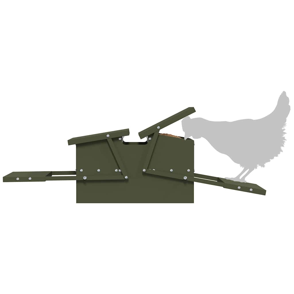 Chicken Treadle Feeder Olive Green 75 x 53 x 20.5 cm
