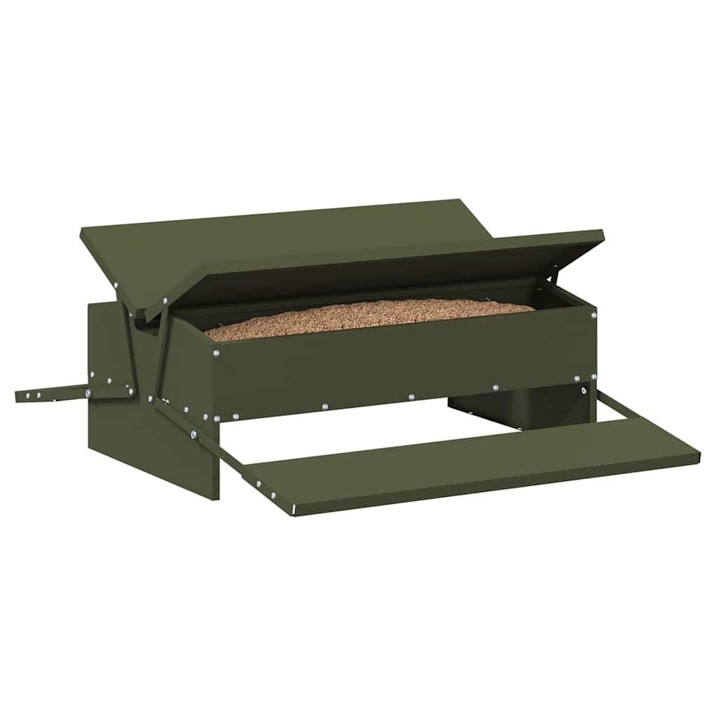 Chicken Treadle Feeder Olive Green 75 x 53 x 20.5 cm