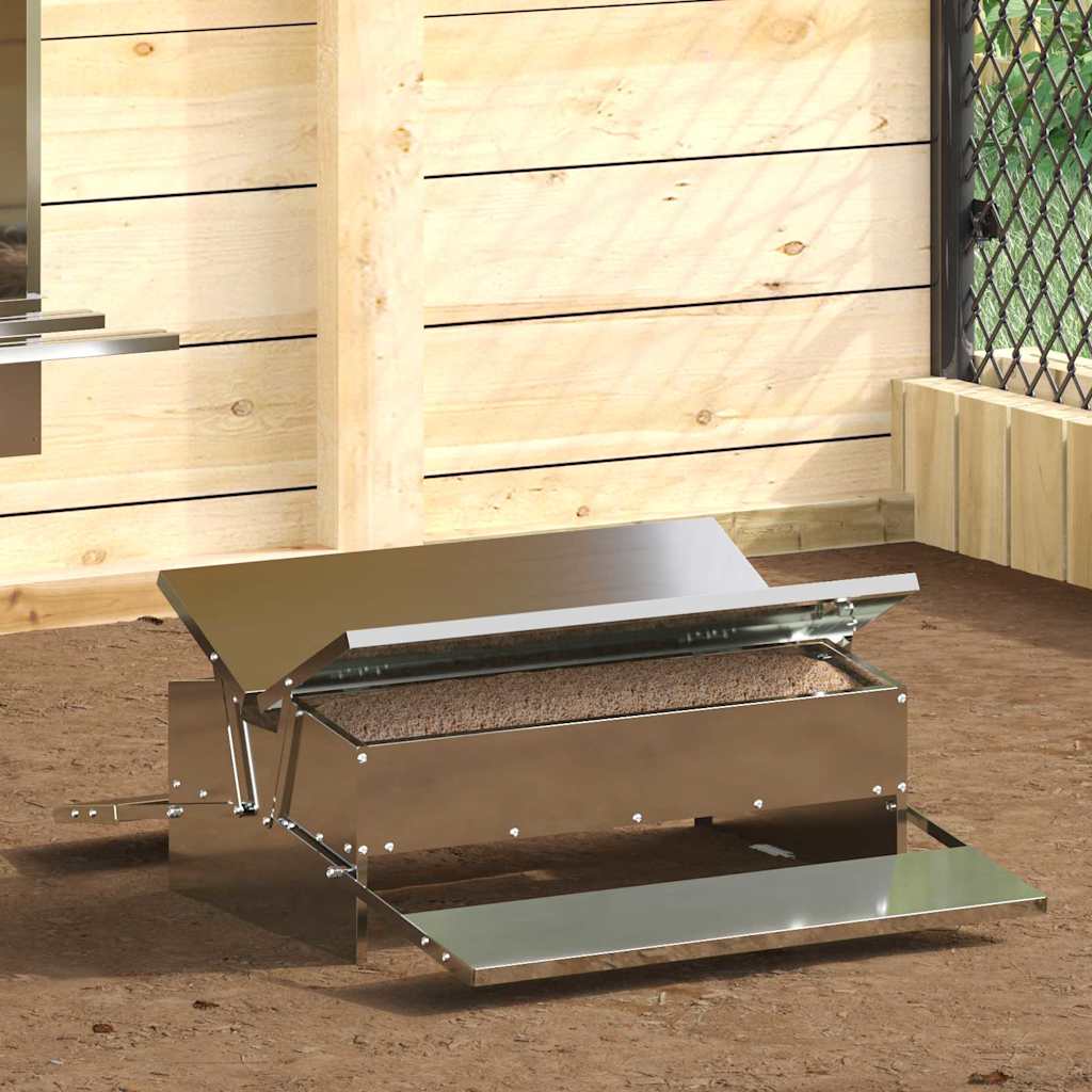 Chicken Treadle Feeder Silver 75 x 53 x 20.5 cm