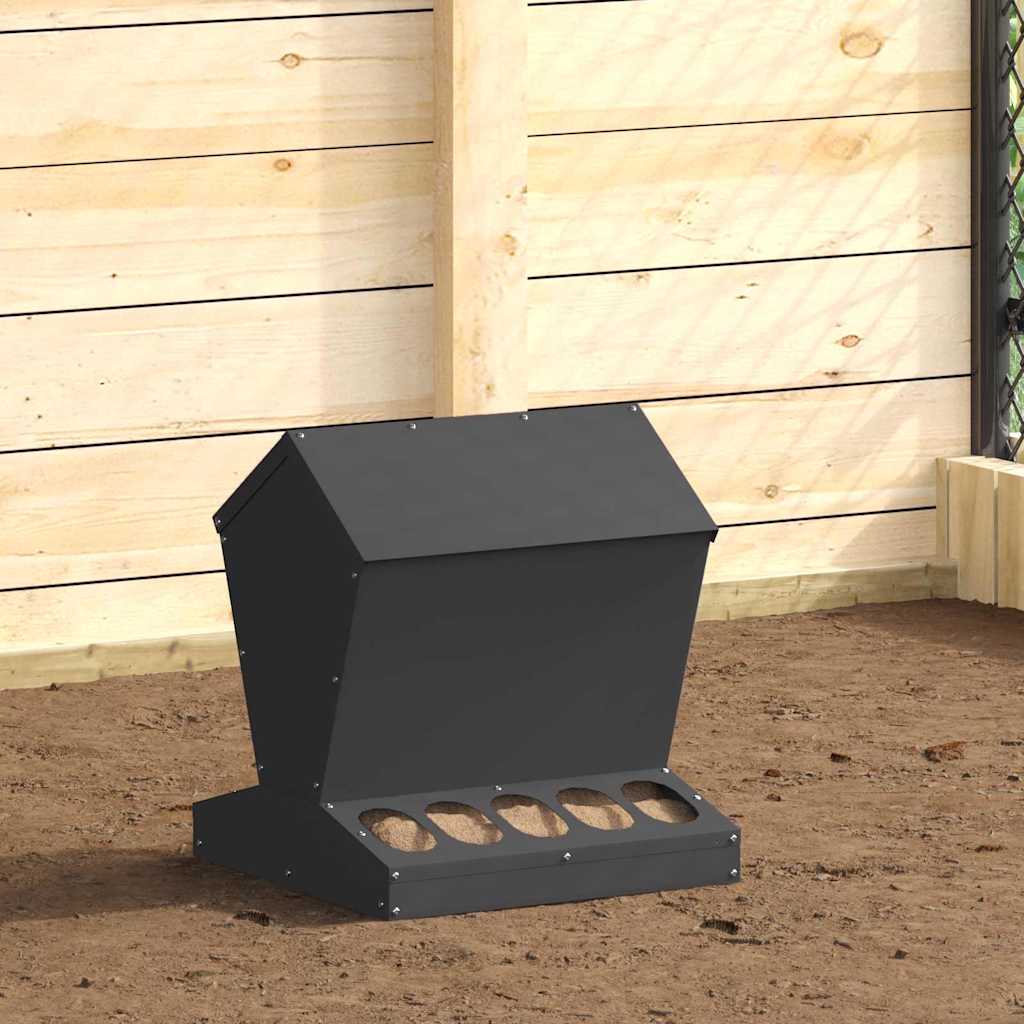 Chicken Feeder Black 40 x 40 x 45 cm Cold-Rolled Steel