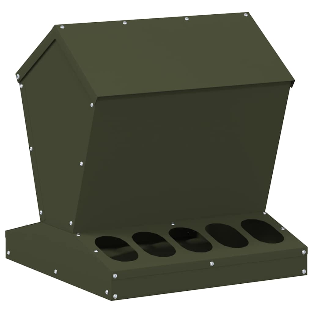 Chicken Feeder Olive Green 40 x 40 x 45 cm Cold-Rolled Steel