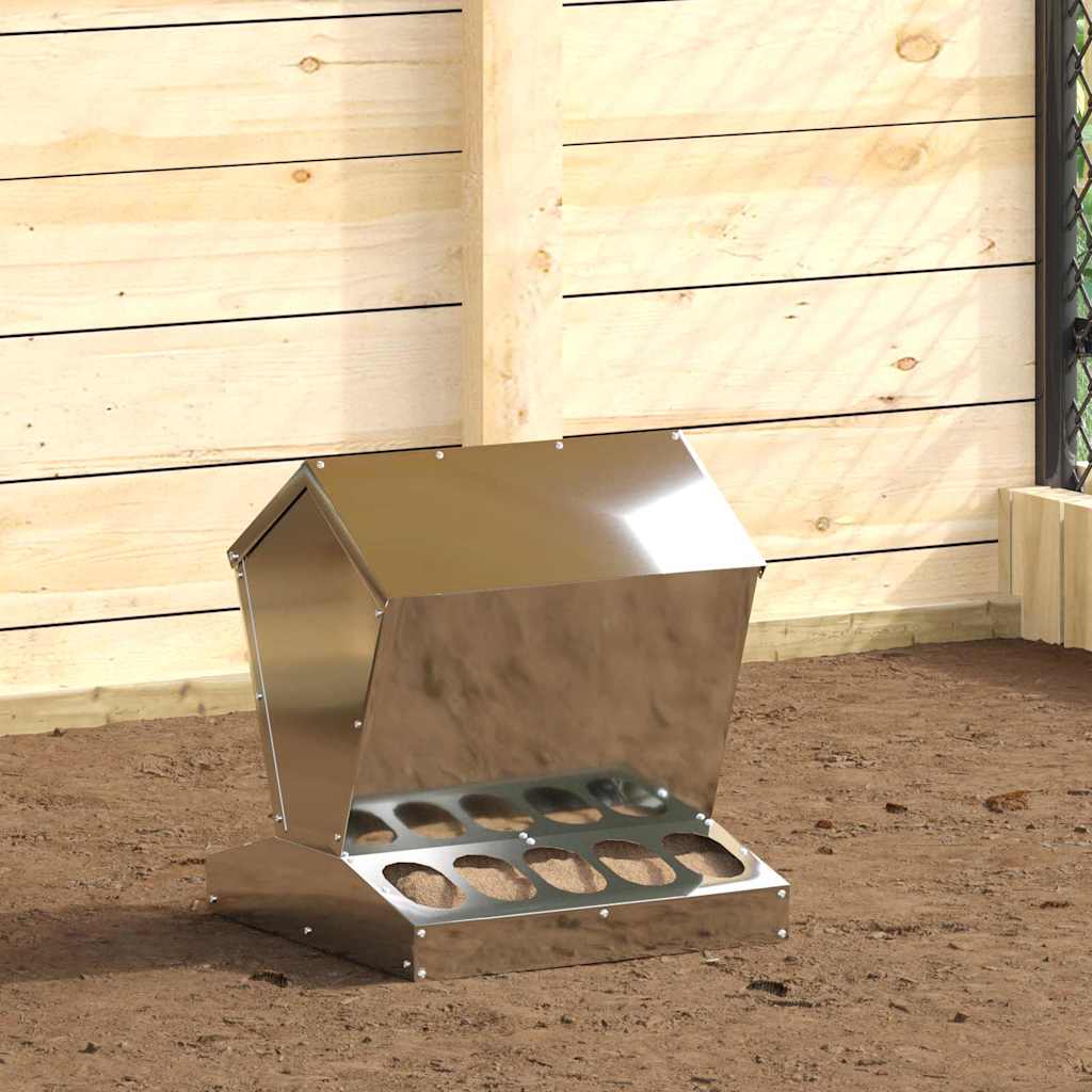 Chicken Feeder Silver 40 x 40 x 45 cm Galvanised Steel