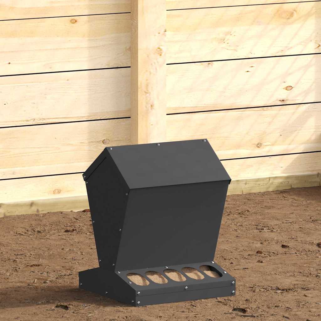 Chicken Feeder Black 30 x 30 x 39 cm Cold-Rolled Steel