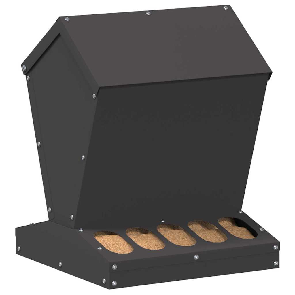 Chicken Feeder Black 30 x 30 x 39 cm Cold-Rolled Steel
