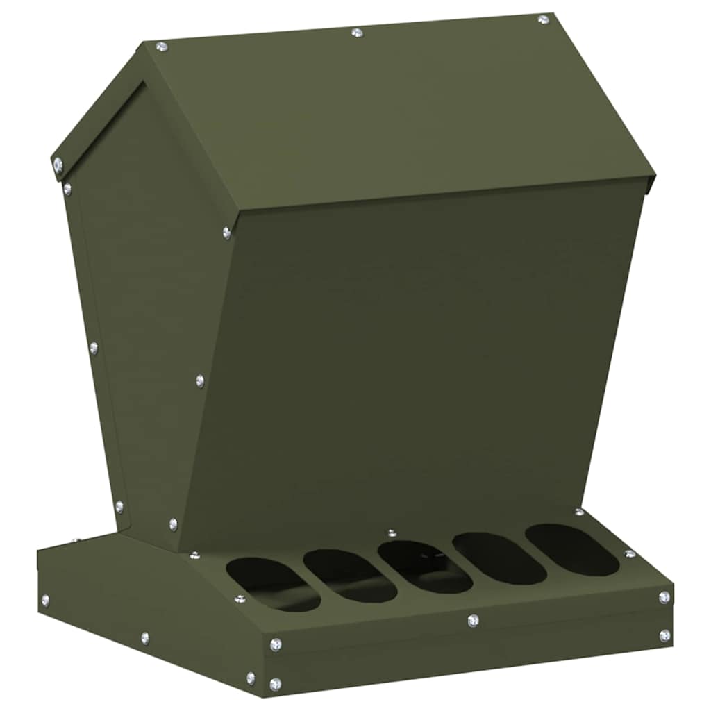 Chicken Feeder Olive Green 30 x 30 x 39 cm Cold-Rolled Steel