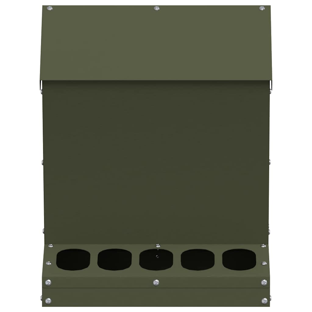 Chicken Feeder Olive Green 30 x 30 x 39 cm Cold-Rolled Steel