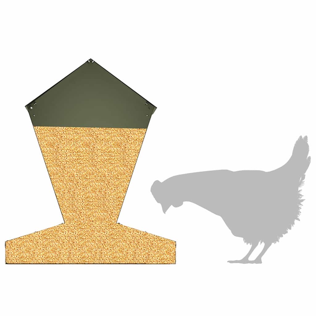 Chicken Feeder Olive Green 30 x 30 x 39 cm Cold-Rolled Steel