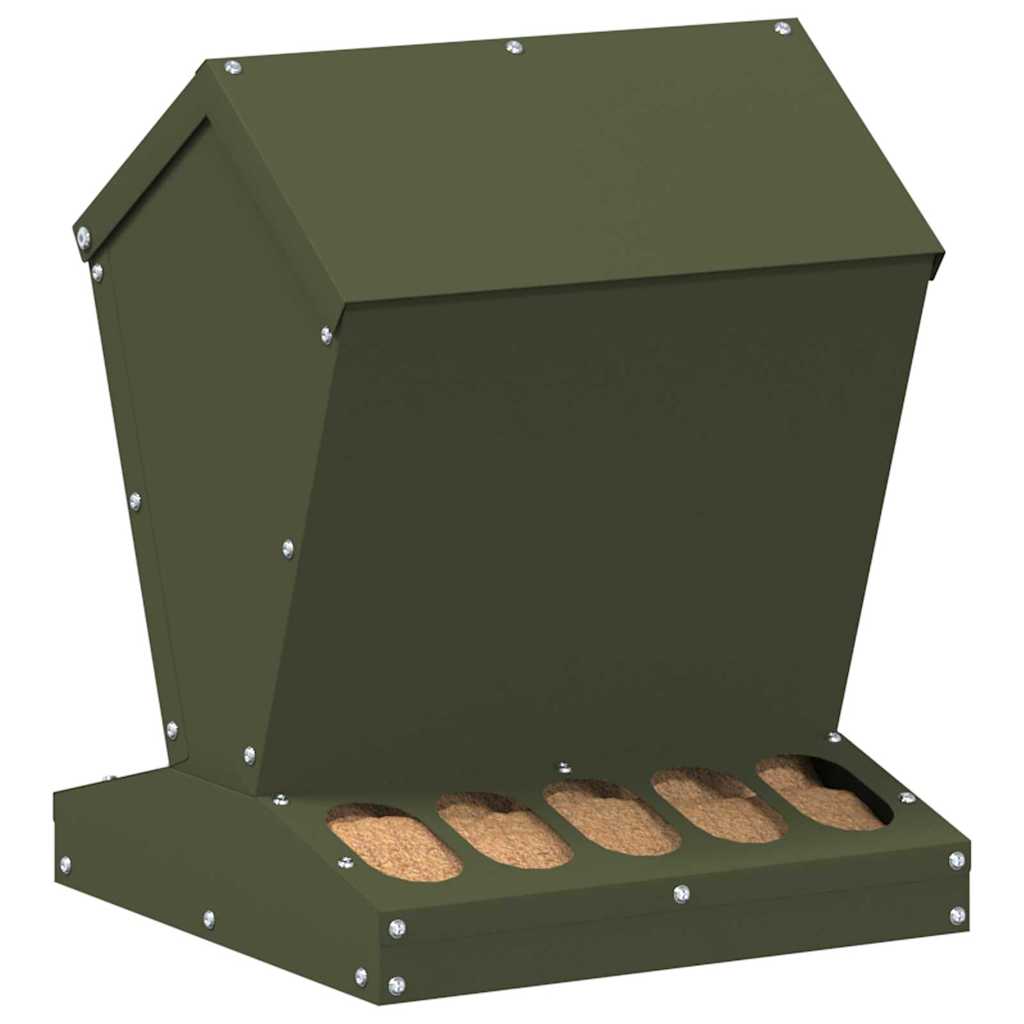 Chicken Feeder Olive Green 30 x 30 x 39 cm Cold-Rolled Steel