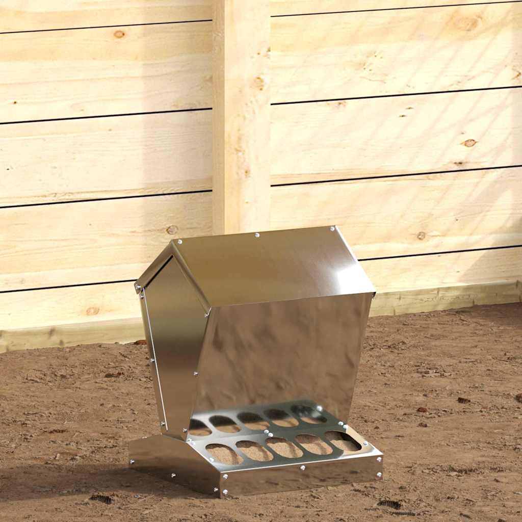 Chicken Feeder Silver 30 x 30 x 39 cm Galvanised Steel