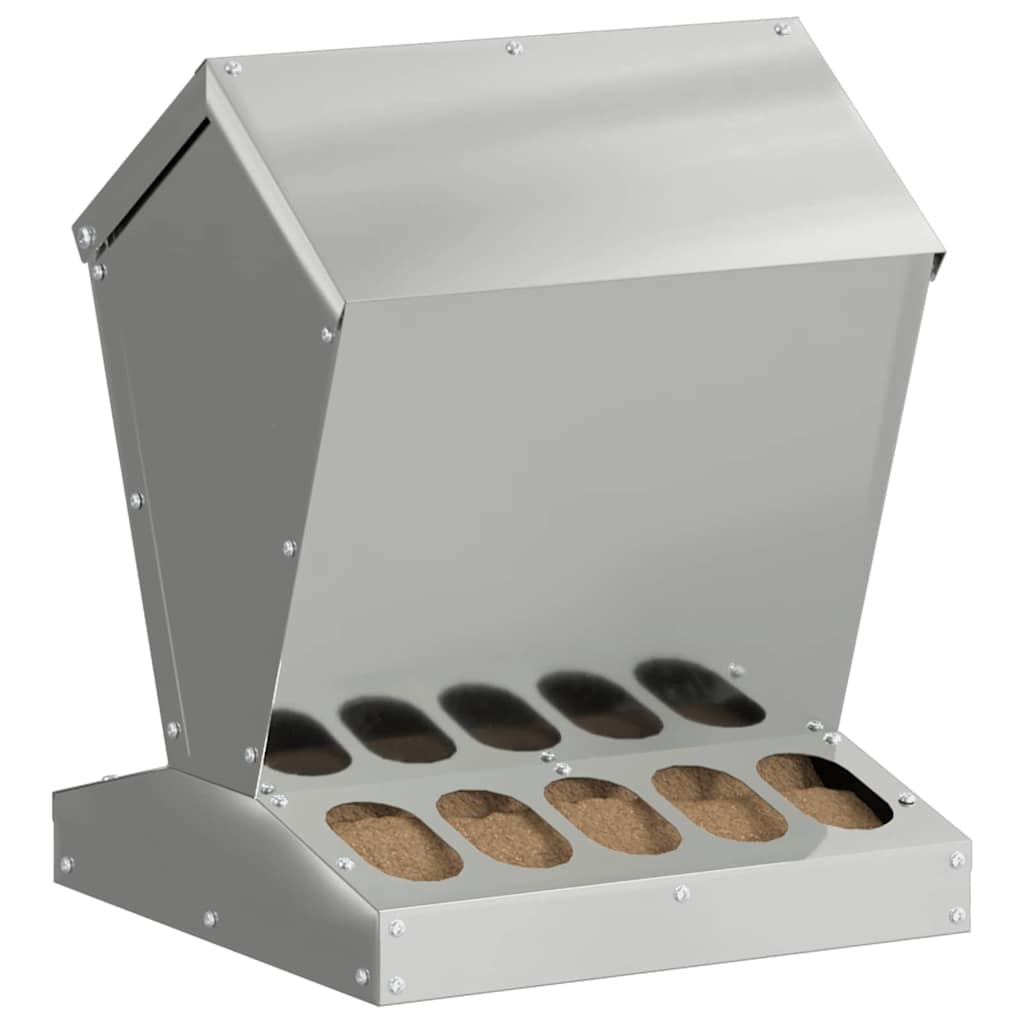 Chicken Feeder Silver 30 x 30 x 39 cm Galvanised Steel