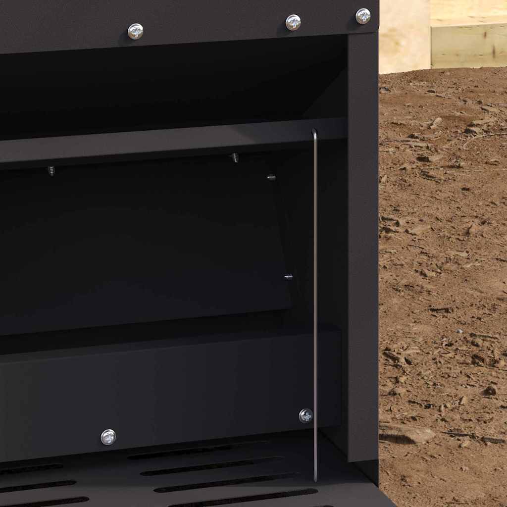 Chicken Treadle Feeder Black 25 x 42 x 40 cm Cold-Rolled Steel