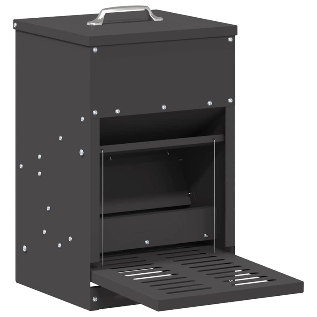 Chicken Treadle Feeder Black 25 x 42 x 40 cm Cold-Rolled Steel
