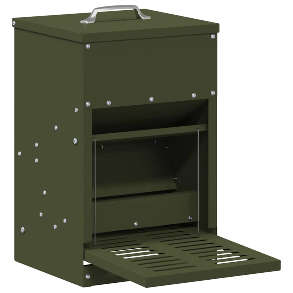 Chicken Treadle Feeder Olive Green 25 x 42 x 40 cm
