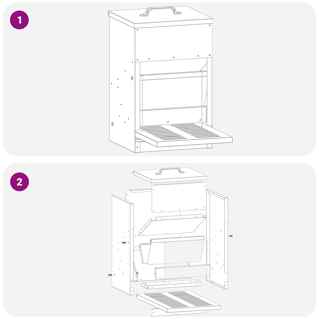 Chicken Treadle Feeder Silver 25 x 42 x 40 cm Galvanised Steel