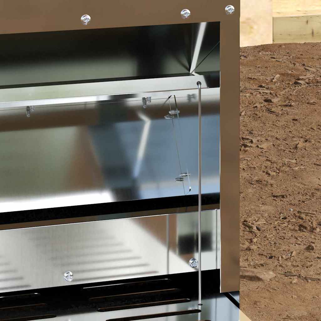 Chicken Treadle Feeder Silver 25 x 42 x 40 cm Galvanised Steel