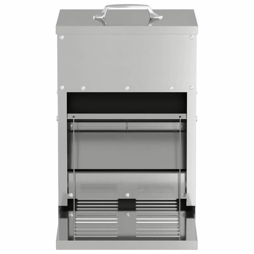 Chicken Treadle Feeder Silver 25 x 42 x 40 cm Galvanised Steel