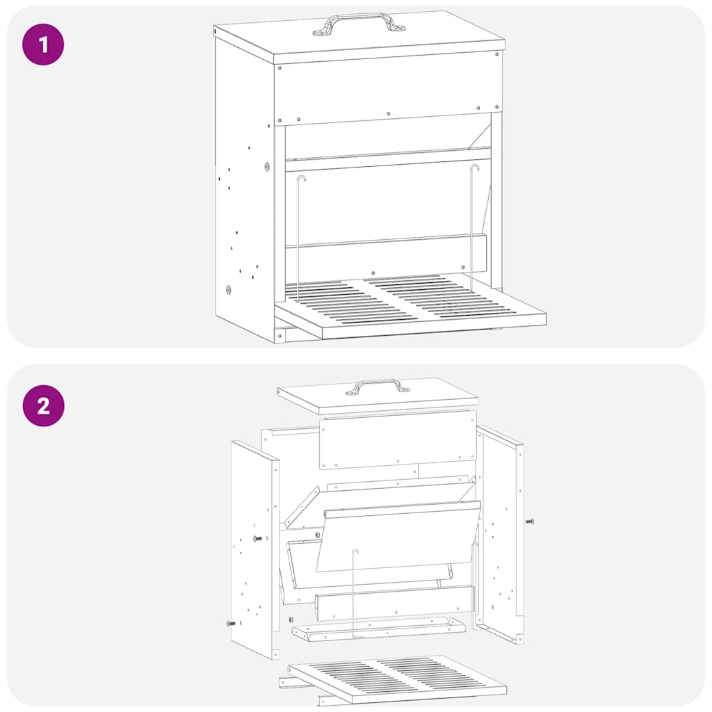 Chicken Treadle Feeder Black 33 x 42 x 40 cm Cold-Rolled Steel