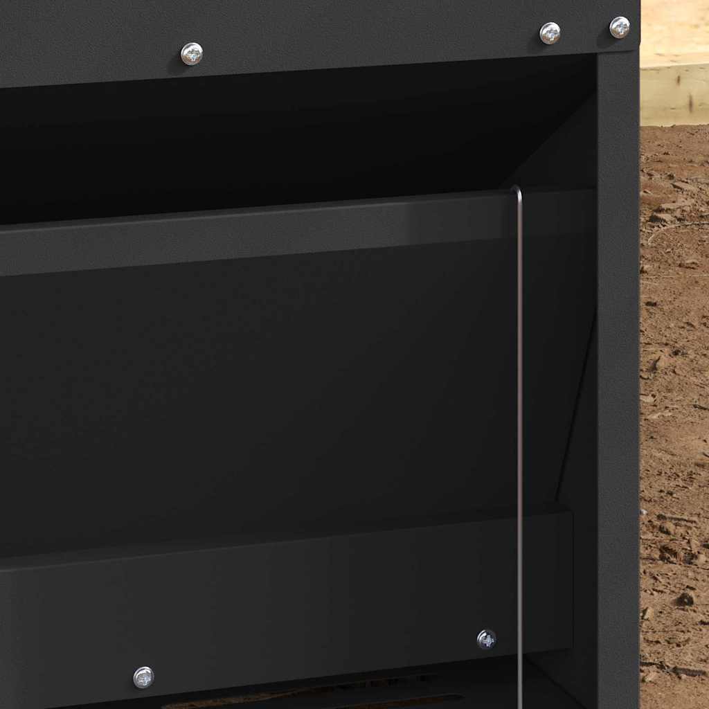 Chicken Treadle Feeder Black 33 x 42 x 40 cm Cold-Rolled Steel