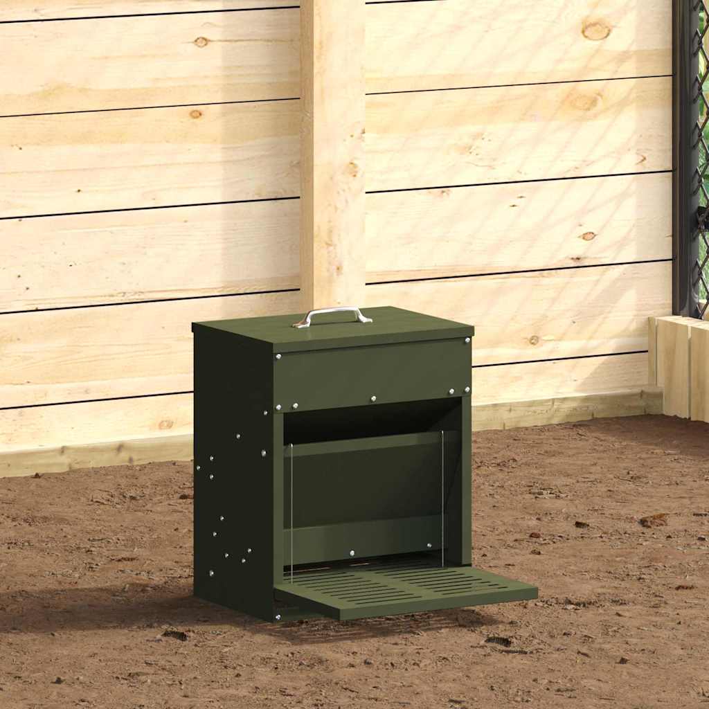 Chicken Treadle Feeder Olive Green 33 x 42 x 40 cm