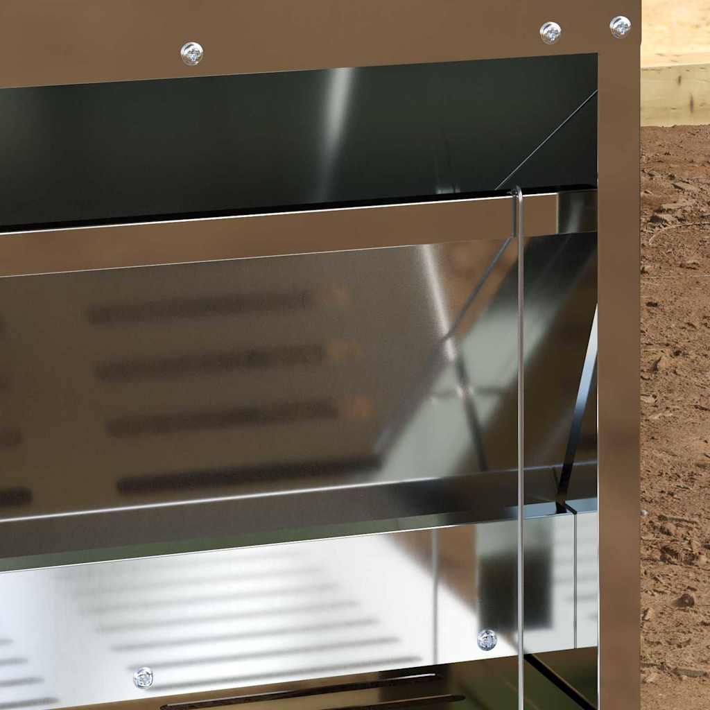 Chicken Treadle Feeder Silver 33 x 42 x 40 cm Galvanised Steel