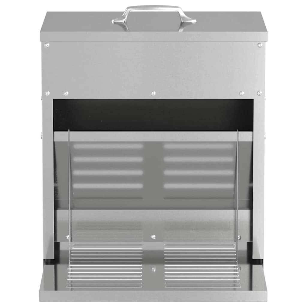 Chicken Treadle Feeder Silver 33 x 42 x 40 cm Galvanised Steel