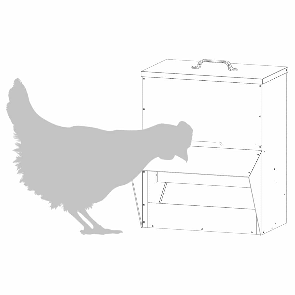 Chicken Feeder Black 35 x 30.5 x 43.5 cm Cold-Rolled Steel