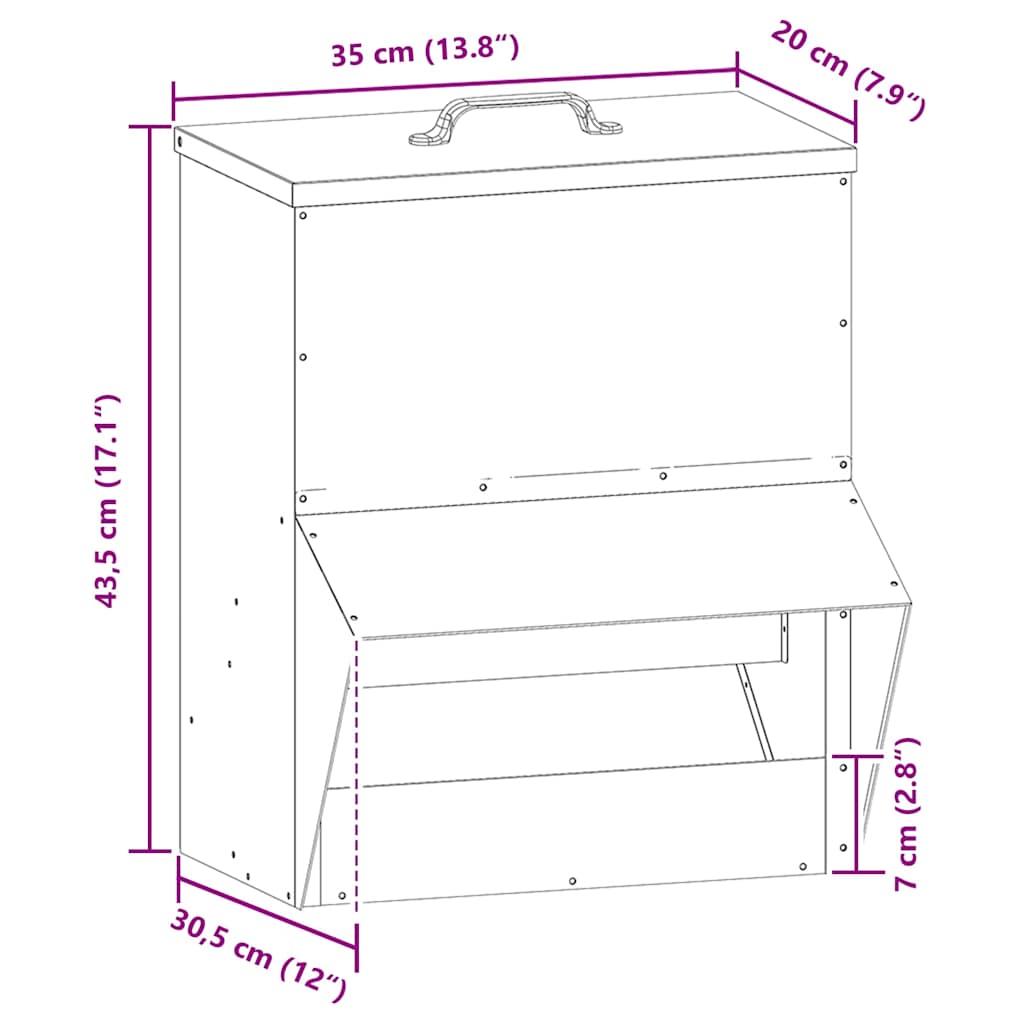 Chicken Feeder Black 35 x 30.5 x 43.5 cm Cold-Rolled Steel