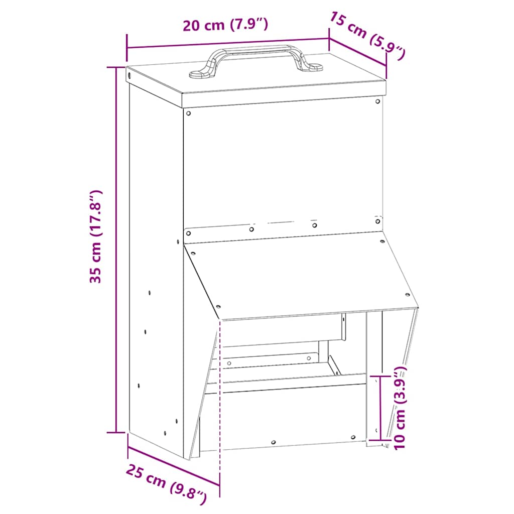 Chicken Feeder Black 20 x 25 x35 cm Cold-Rolled Steel