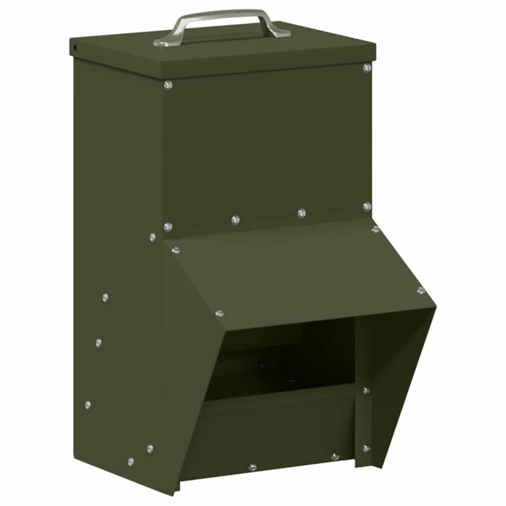 Chicken Feeder Olive Green 20 x 25 x35 cm Cold-Rolled Steel