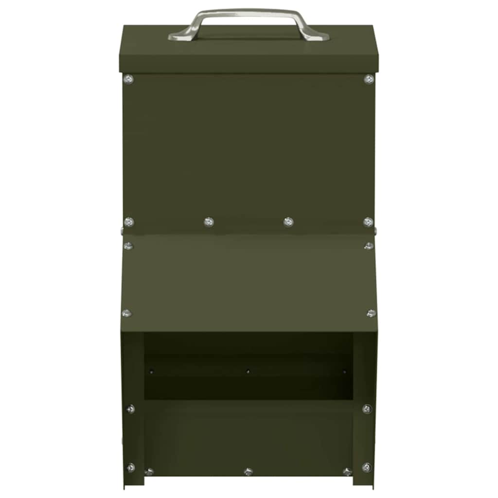 Chicken Feeder Olive Green 20 x 25 x35 cm Cold-Rolled Steel